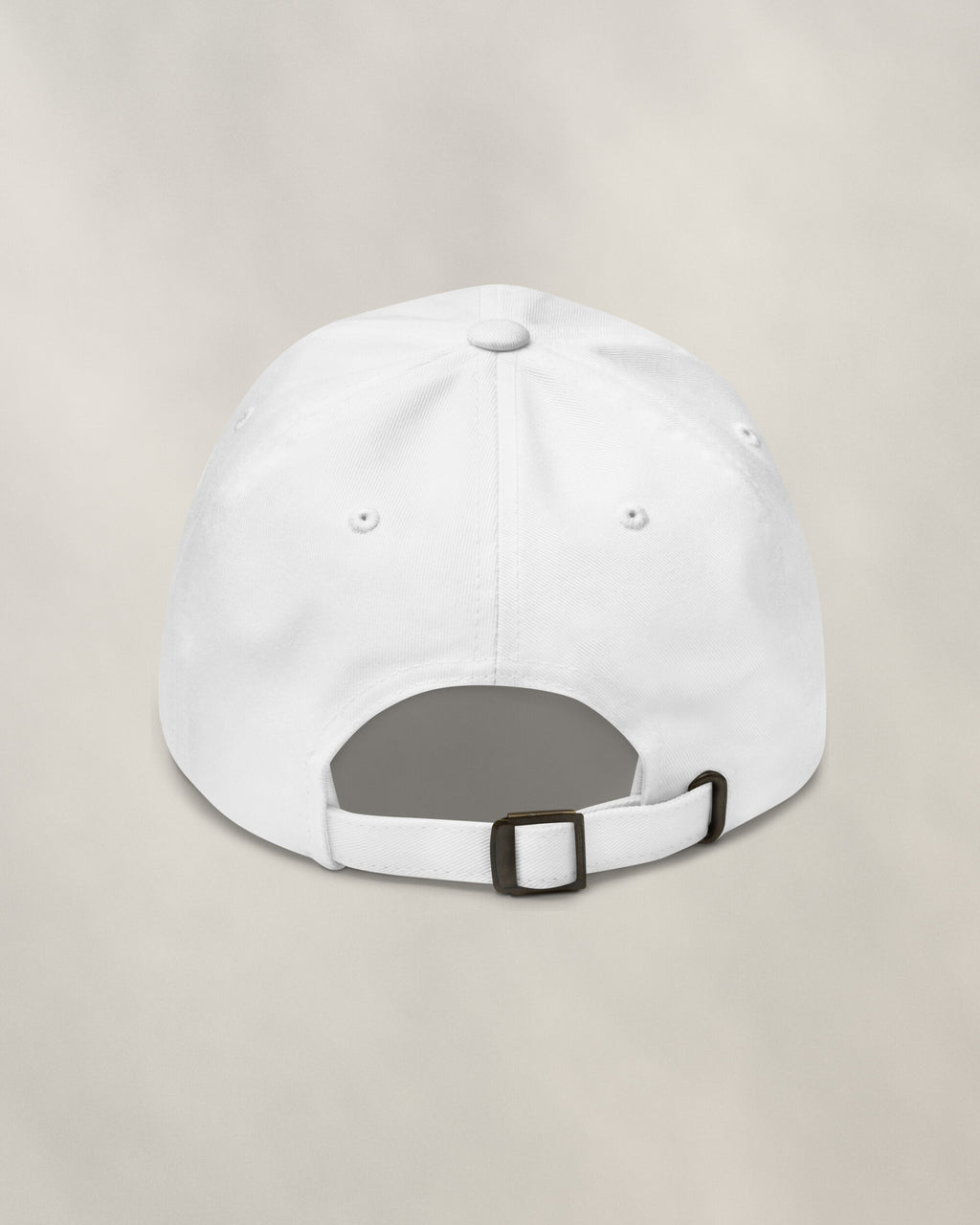 The Members Cap - White, back: plain, with the antique buckle strap