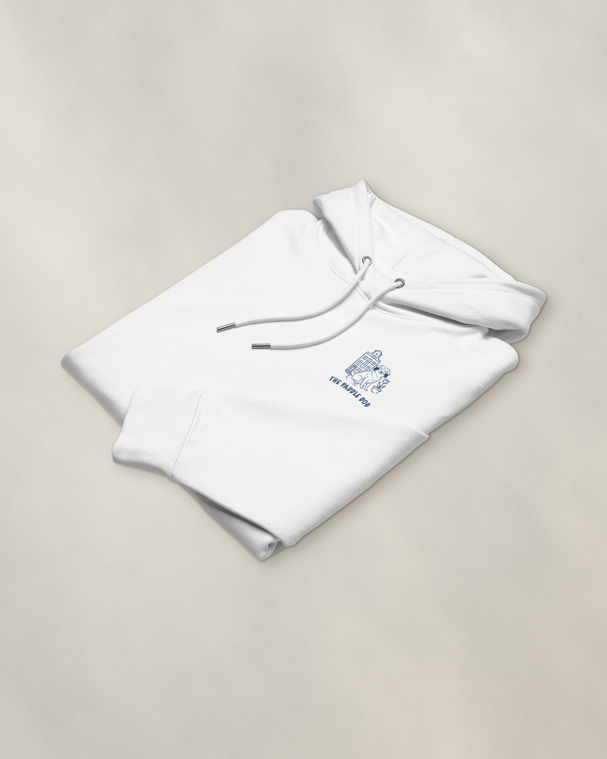 Amsterdam Chapter Hoodie - White, folded, the crest on the chest