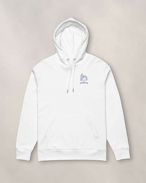 Amsterdam Chapter Hoodie - White, front: the Amsterdam crest on the left chest, 9 cm