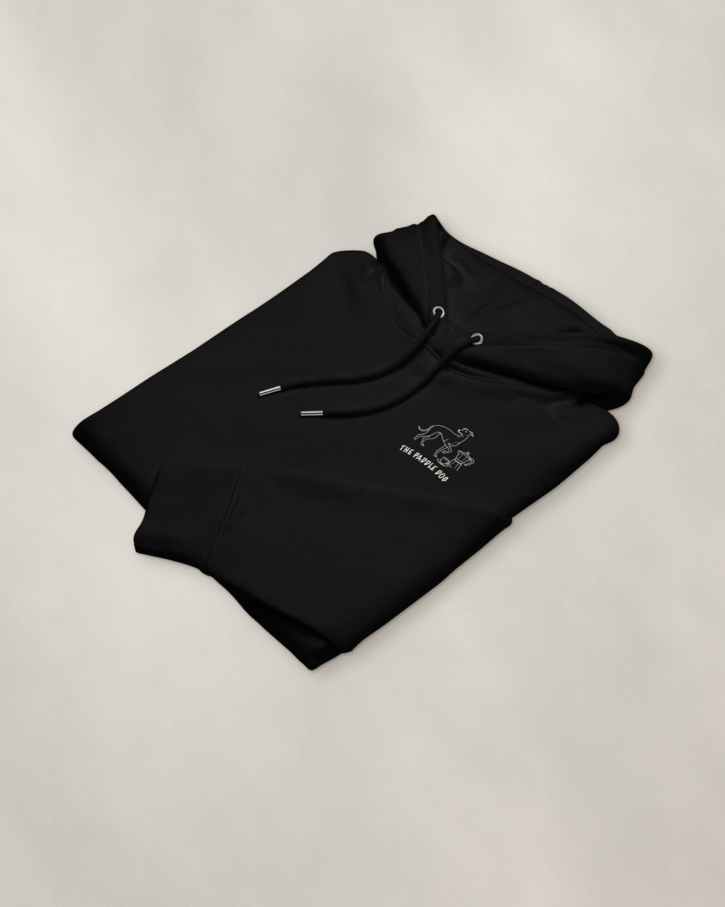 Milano Chapter Hoodie - Black, folded, the crest on the chest