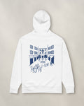 Milano Chapter Hoodie - White, back: the piazza in navy ink, 30 cm wide