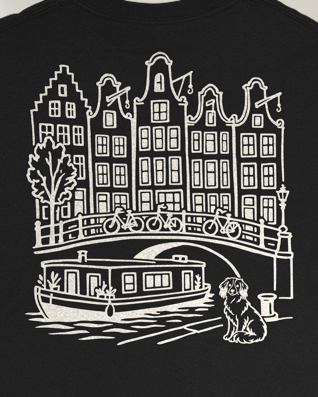 Amsterdam Chapter Long Sleeve - Black, close-up of the canal on the back