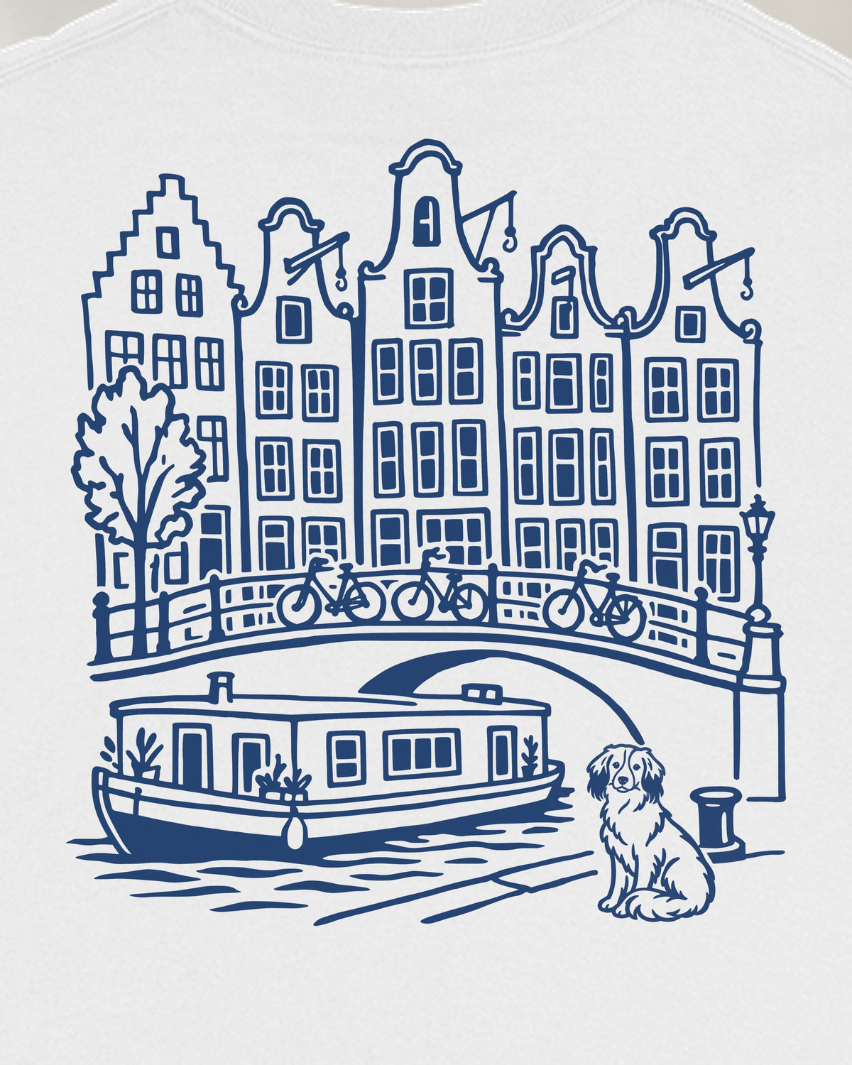 Amsterdam Chapter Long Sleeve - White, close-up of the canal on the back
