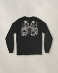 Marbella Chapter Long Sleeve - Black, back: the marina in cream ink, 30 cm wide