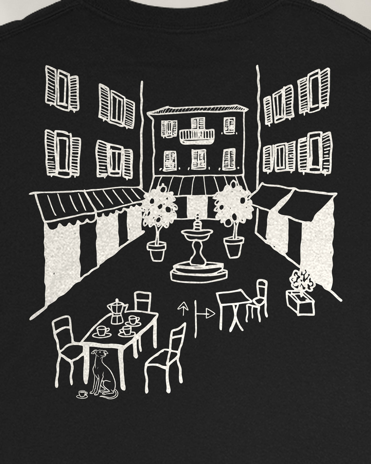 Milano Chapter Long Sleeve - Black, close-up of the piazza on the back