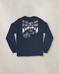 Milano Chapter Long Sleeve - Navy, back: the piazza in cream ink, 30 cm wide