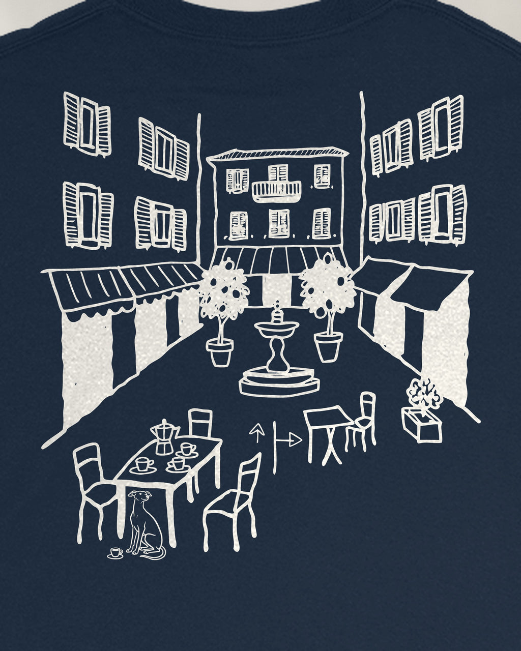 Milano Chapter Long Sleeve - Navy, close-up of the piazza on the back