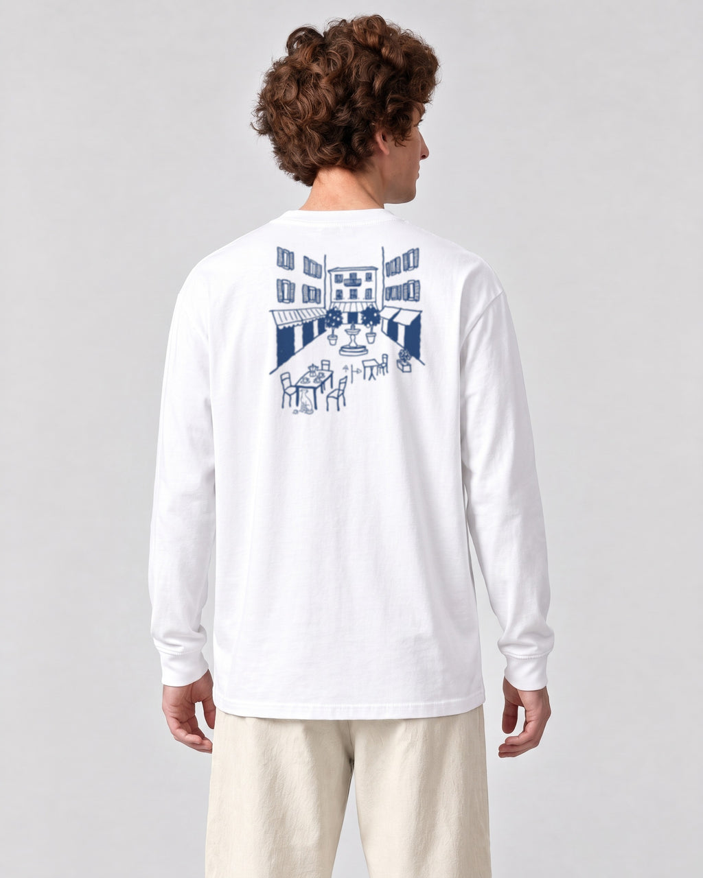 Milano Chapter Long Sleeve - White on a model, from behind