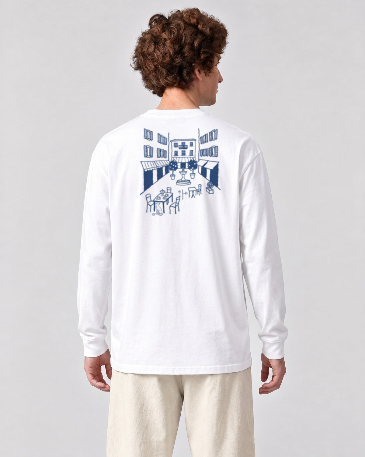 Milano Chapter Long Sleeve - White on a model, from behind