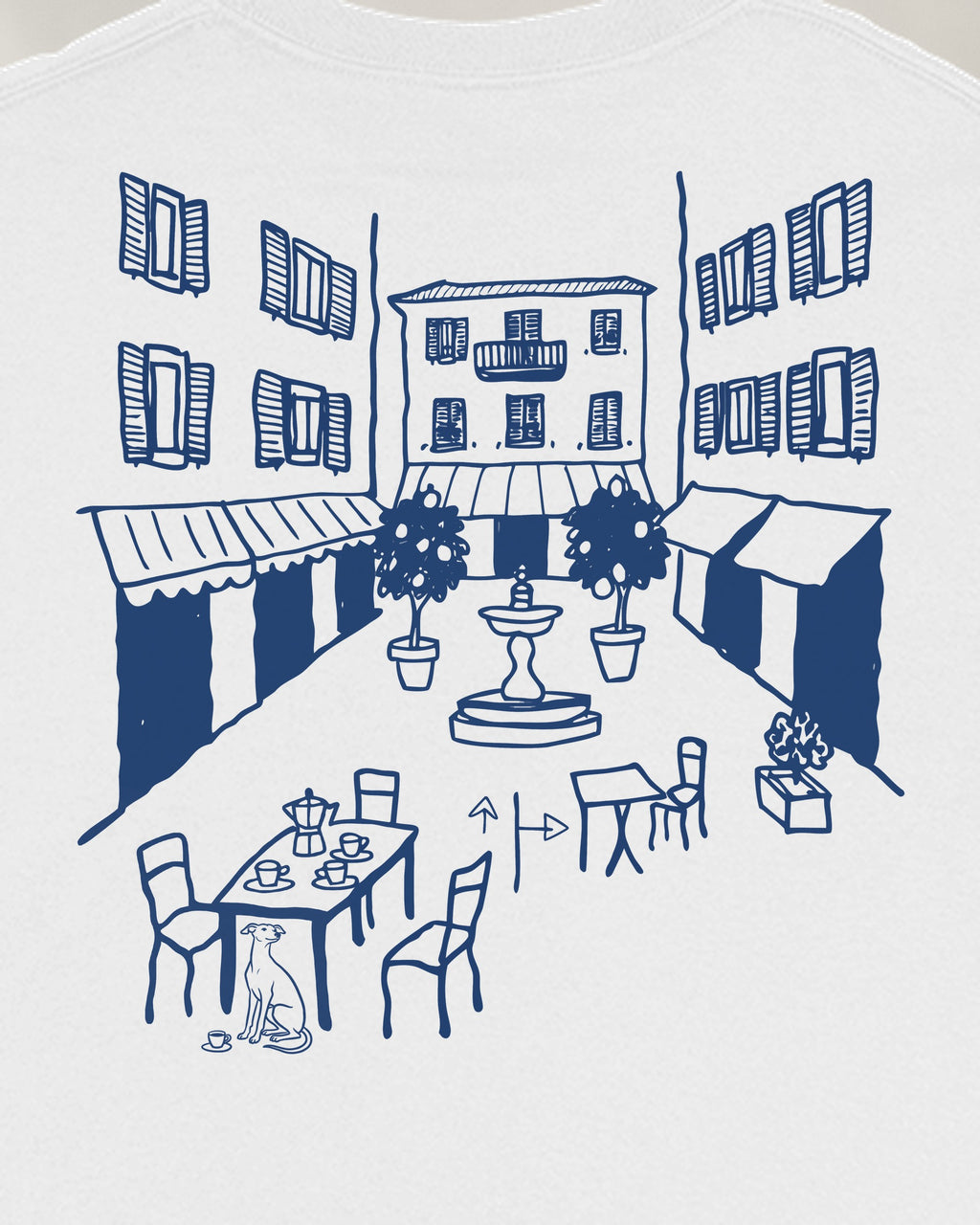 Milano Chapter Long Sleeve - White, close-up of the piazza on the back