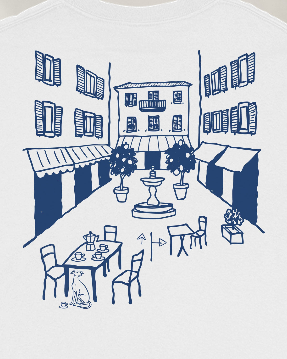 Milano Chapter Long Sleeve - White, close-up of the piazza on the back