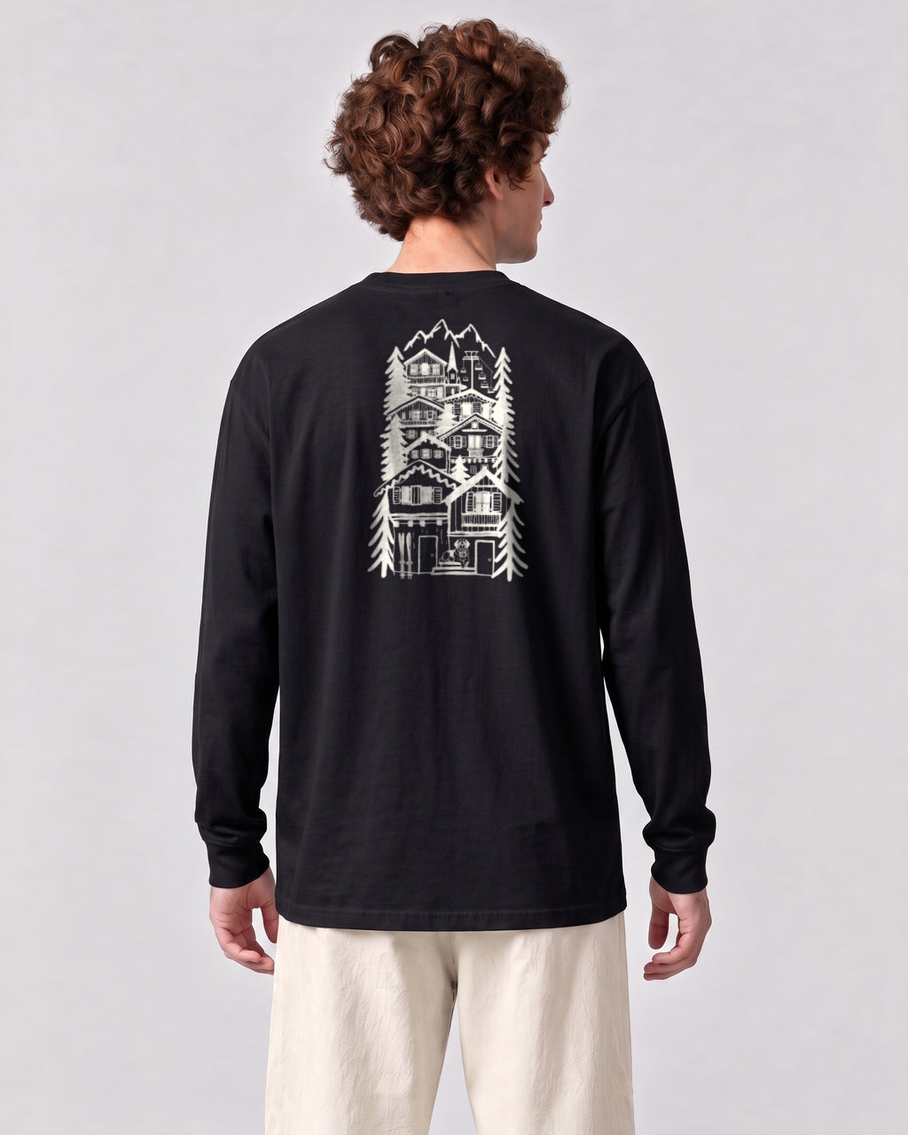 St Moritz Chapter Long Sleeve - Black on a model, from behind