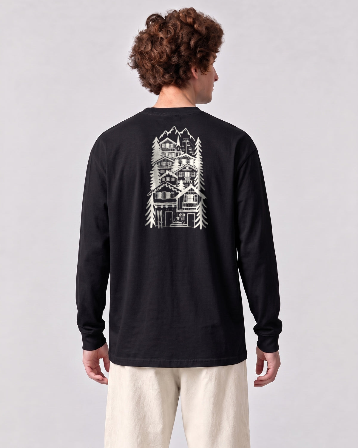 St Moritz Chapter Long Sleeve - Black on a model, from behind
