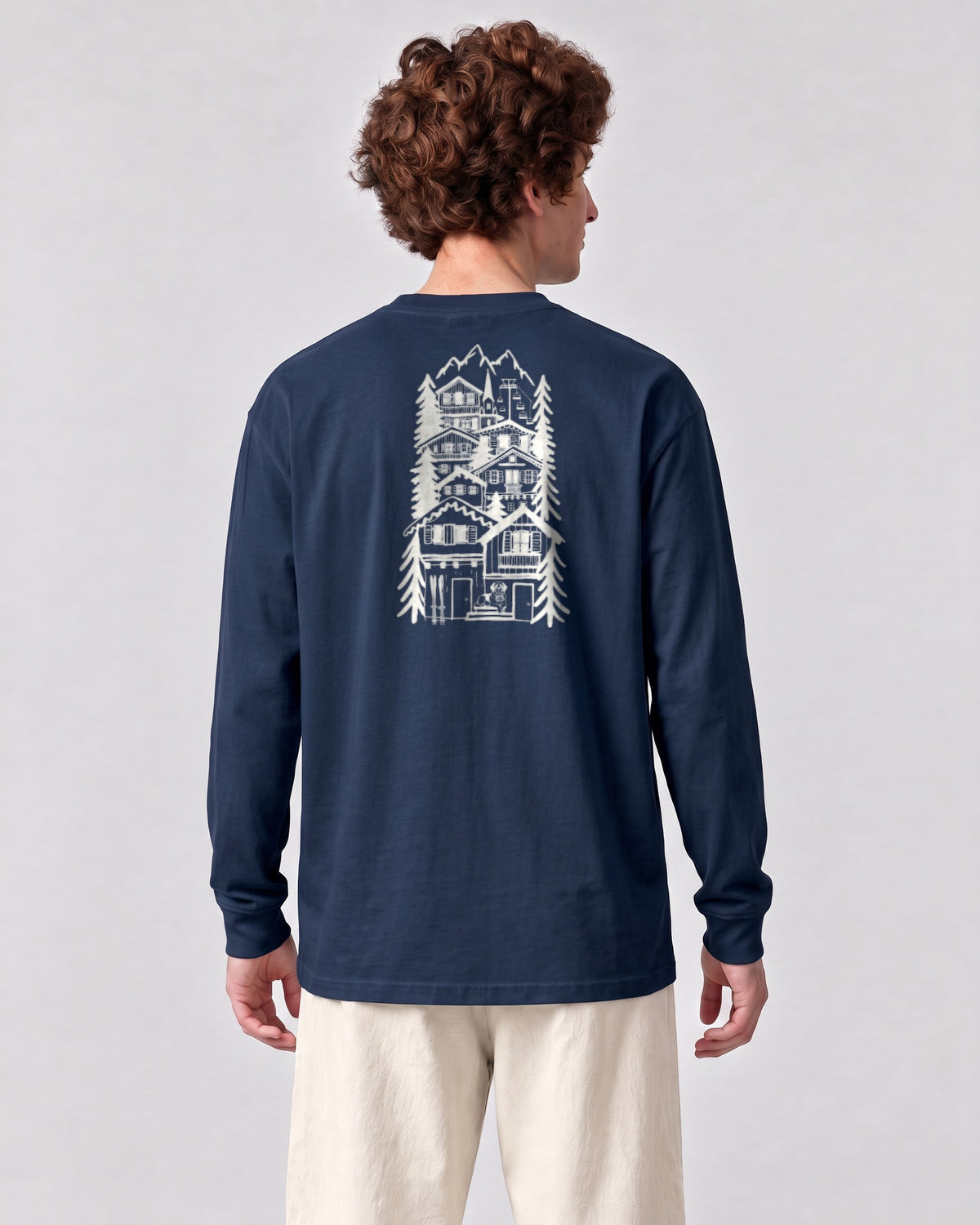 St Moritz Chapter Long Sleeve - Navy on a model, from behind