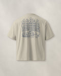 Amsterdam Chapter Tee - Stone, back: the canal in navy ink, 30 cm wide