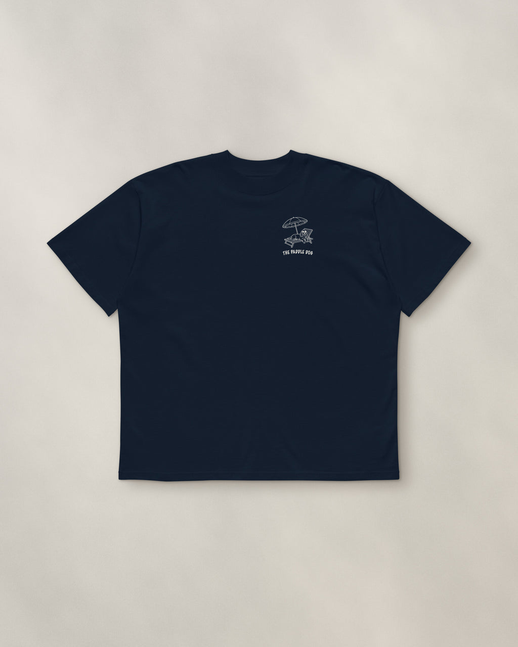 Marbella Chapter Tee - Navy, front: the Marbella crest on the left chest, 9 cm